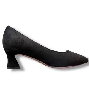 NIB MOVINSTEPS Black faux Suede Pointed Toe Block Kitten Heel Pumps Shoes Sz 6